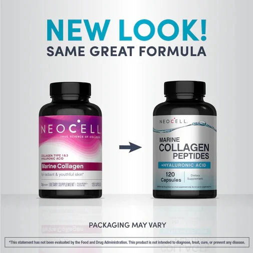 NeoCell Marine Collagen Peptides + Hyaluronic Acid, 120 Ct